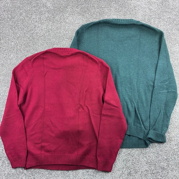 Croft & Barrow Sweater Lot of 2 Mens Large Crewneck Sweaters Red Green Cotton - Picture 4 of 5